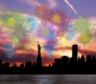 Fireworks Above Statue Of Liberty papel de parede para celular para iPad mini 2