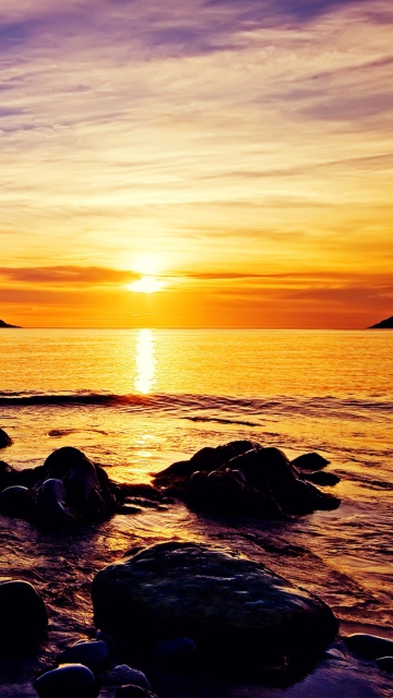 Golden Sunrise Beach wallpaper 360x640