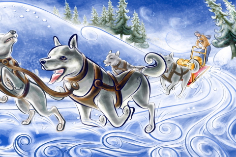 Das Huskies Wallpaper 480x320