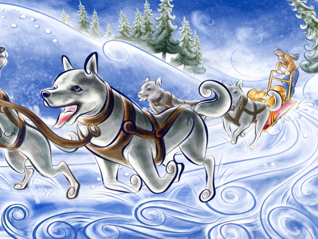 Huskies wallpaper 640x480