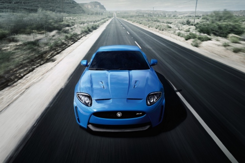 Screenshot №1 pro téma Blue Jaguar Xk R 2012 480x320