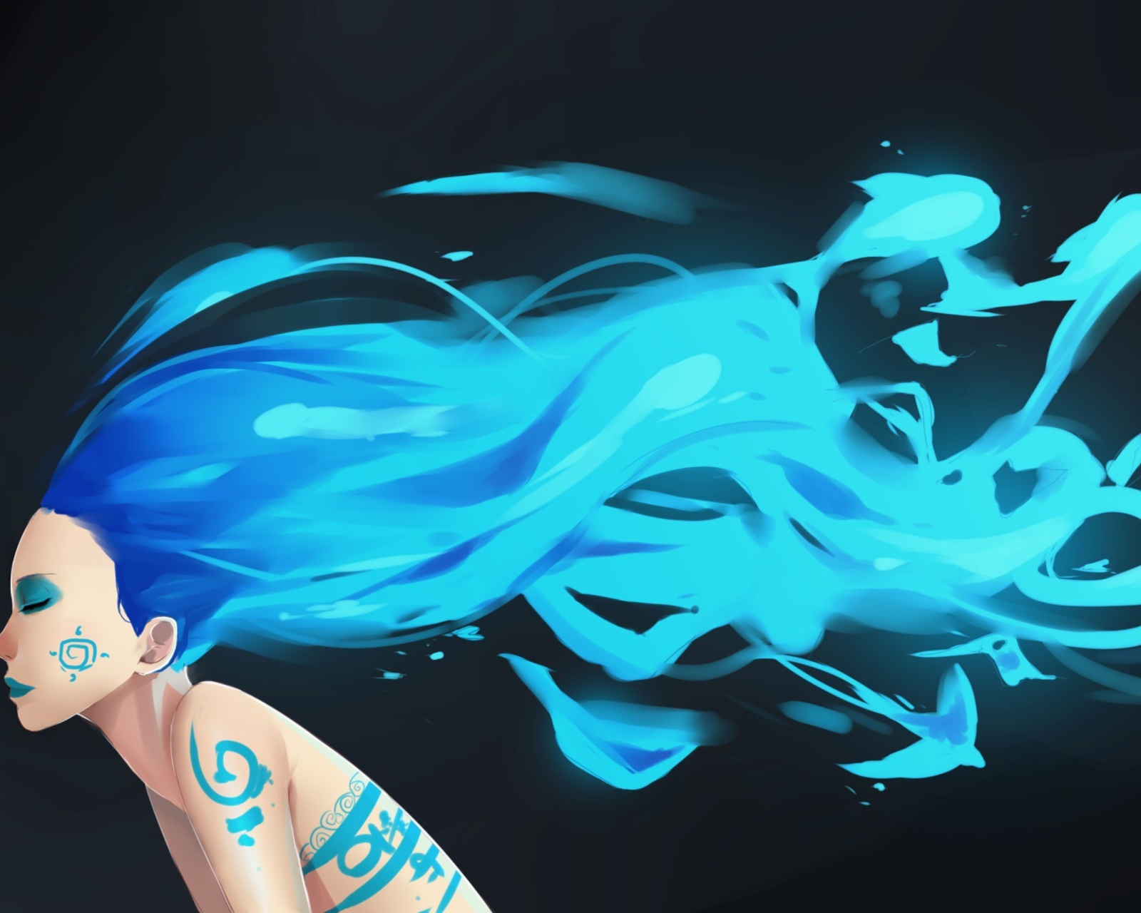 Screenshot №1 pro téma Girl With Blue Hair Art 1600x1280