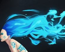 Обои Girl With Blue Hair Art 220x176