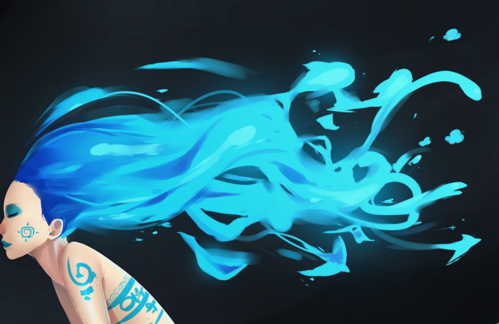 Fondo de pantalla Girl With Blue Hair Art