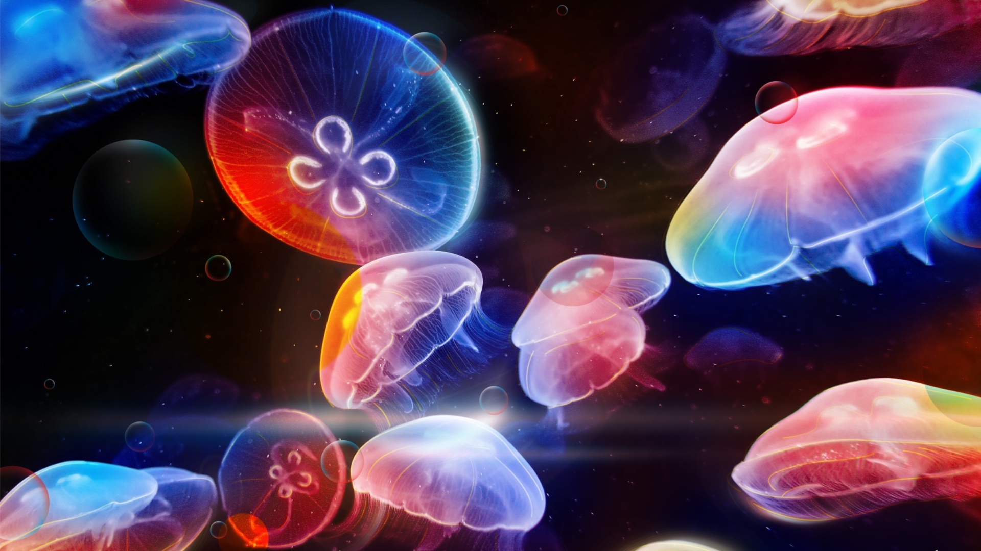 Underwater Jellyfishes wallpaper 1920x1080