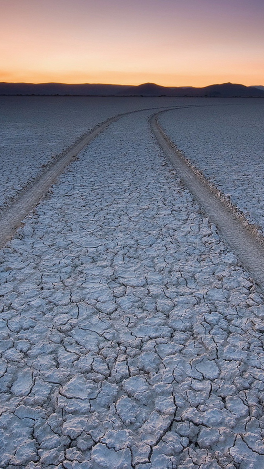 Fondo de pantalla Car Trail Through Desert 1080x1920