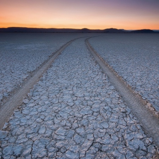 Car Trail Through Desert - Obrázkek zdarma pro 1024x1024