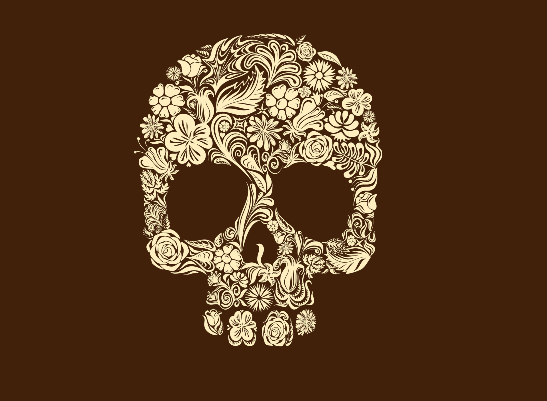 Das Floral Design Skull Wallpaper 1920x1408