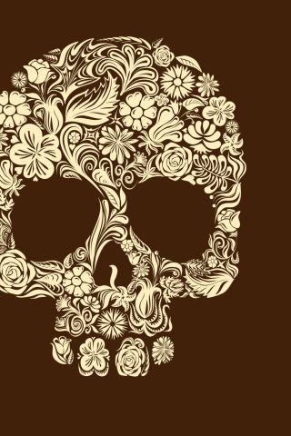 Das Floral Design Skull Wallpaper 320x480