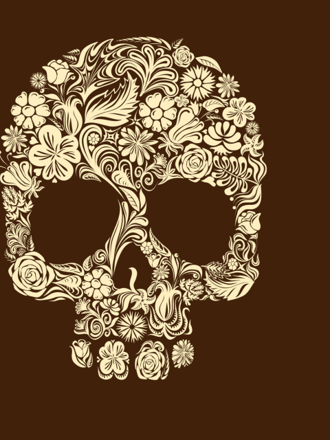 Sfondi Floral Design Skull 480x640