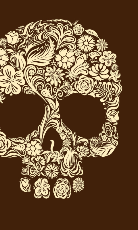 Floral Design Skull wallpaper 480x800
