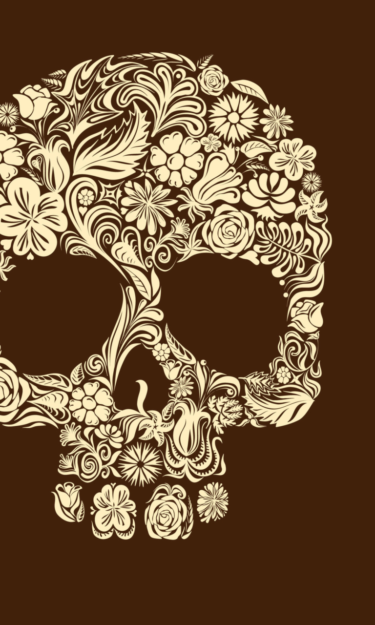 Sfondi Floral Design Skull 768x1280