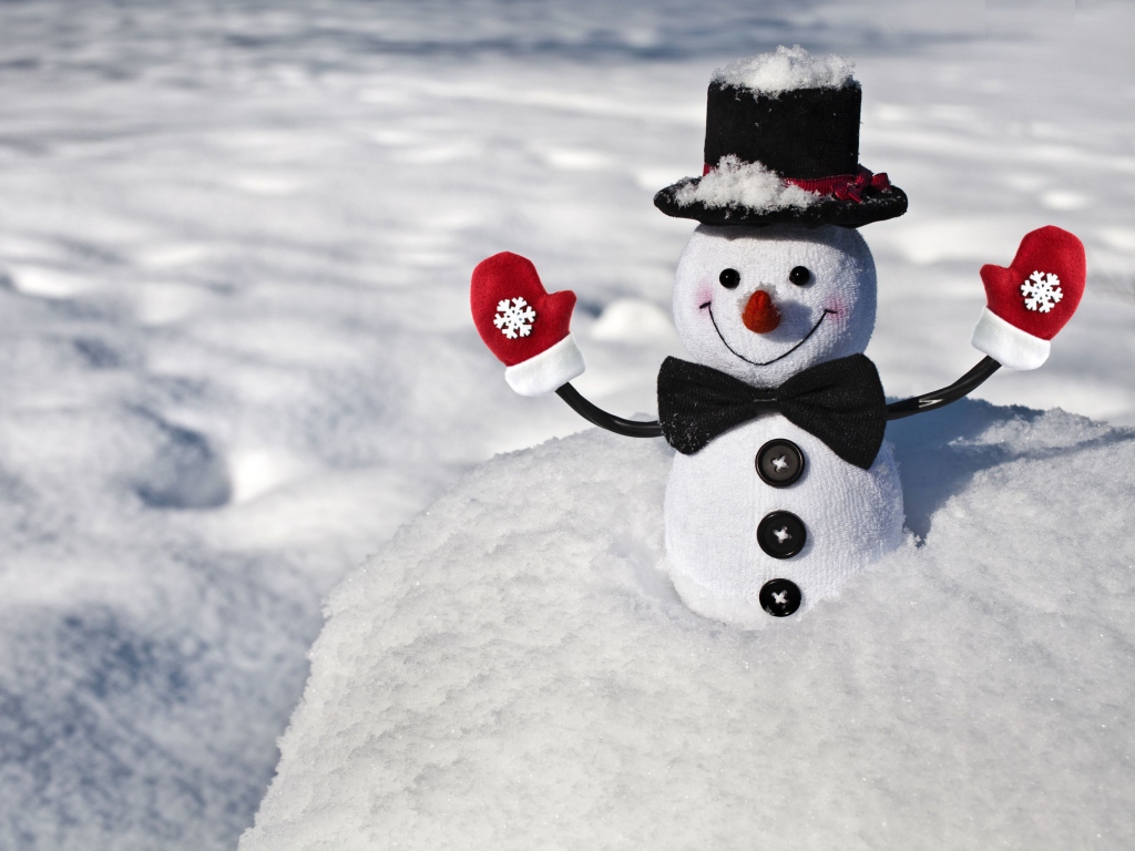 Das Cute Snowman Wallpaper 1024x768