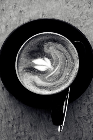 Das Black And White Coffee Cup Wallpaper 320x480
