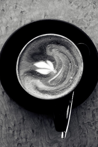 Fondo de pantalla Black And White Coffee Cup 320x480