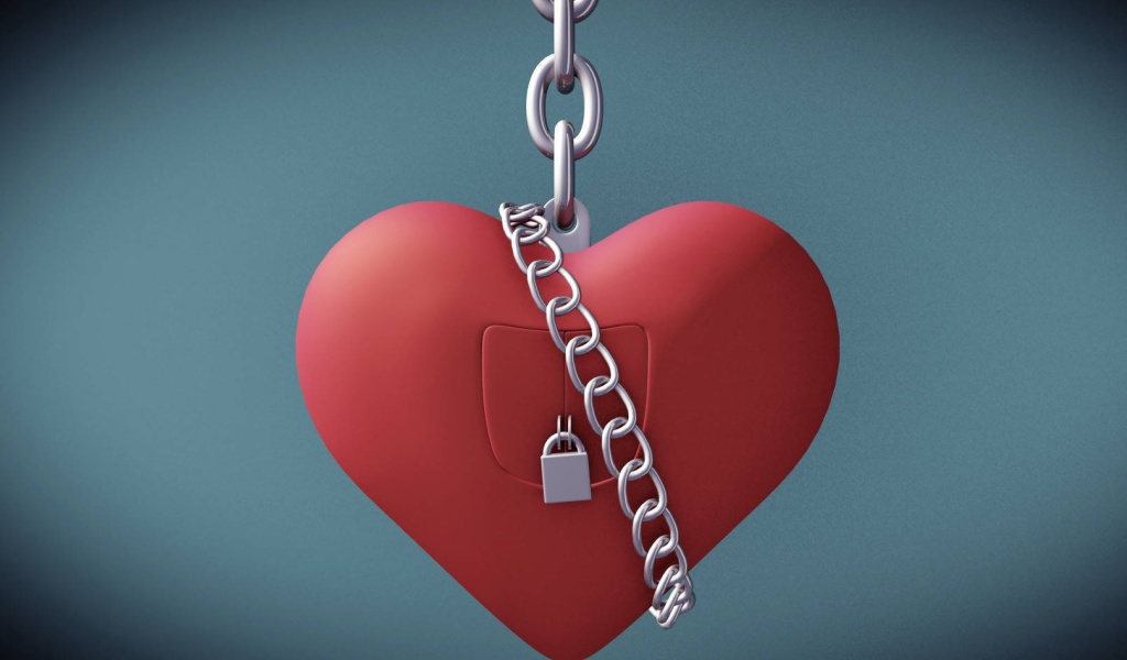 Обои Heart with lock 1024x600