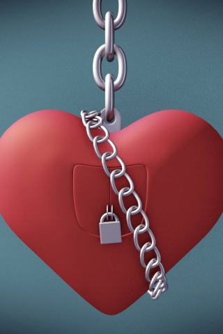 Обои Heart with lock 320x480