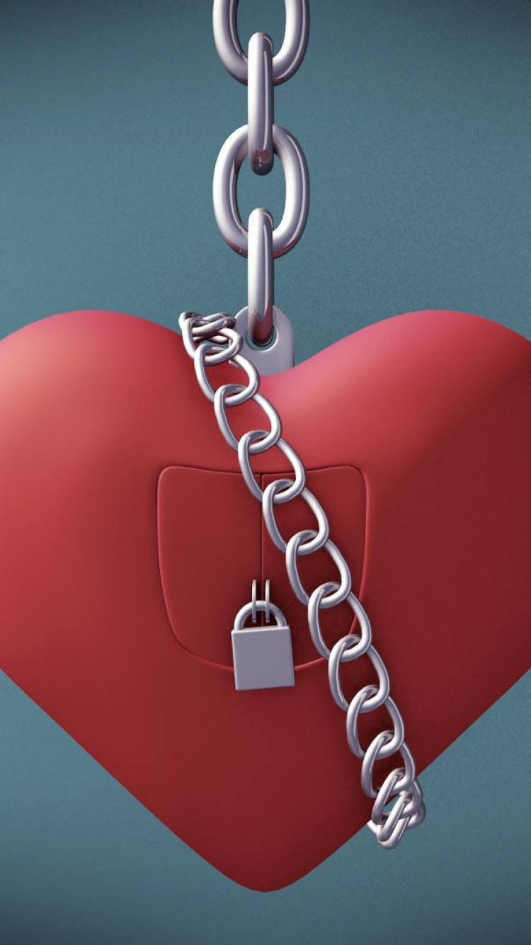 Heart with lock wallpaper 750x1334