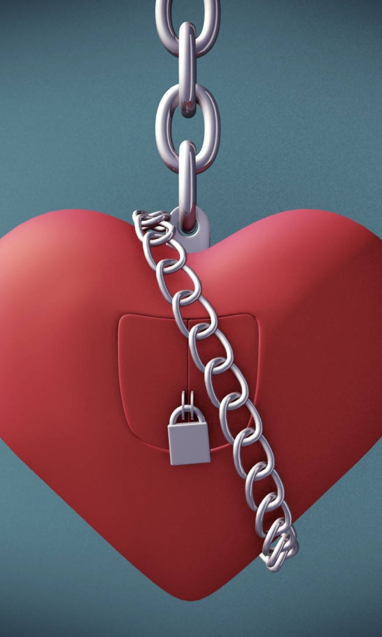 Heart with lock wallpaper 768x1280