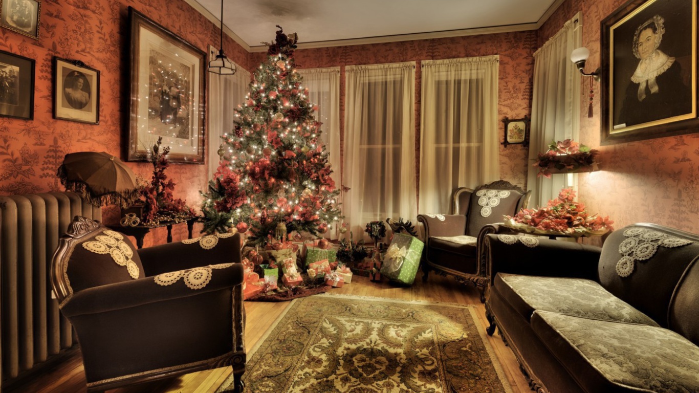 Christmas Interior Decorations wallpaper 1366x768