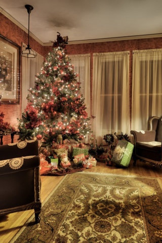 Das Christmas Interior Decorations Wallpaper 320x480