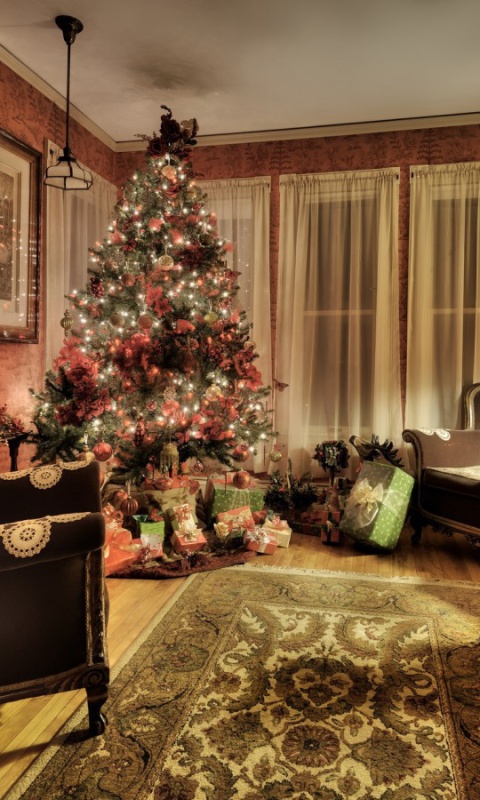 Das Christmas Interior Decorations Wallpaper 480x800