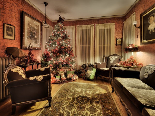 Das Christmas Interior Decorations Wallpaper 640x480
