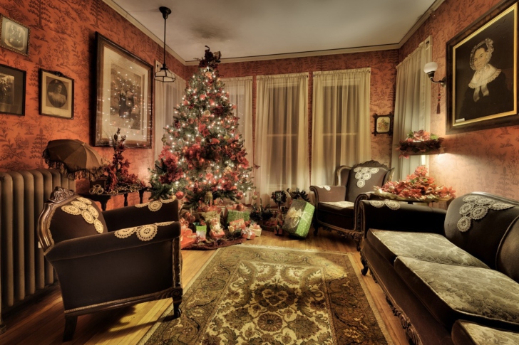 Das Christmas Interior Decorations Wallpaper