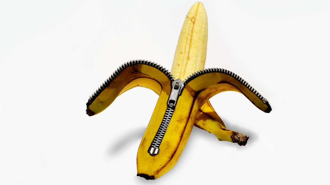 Funny banana as zipper wallpaper 1366x768