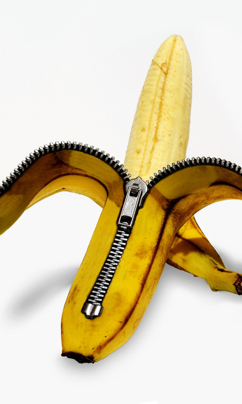 Funny banana as zipper wallpaper 480x800