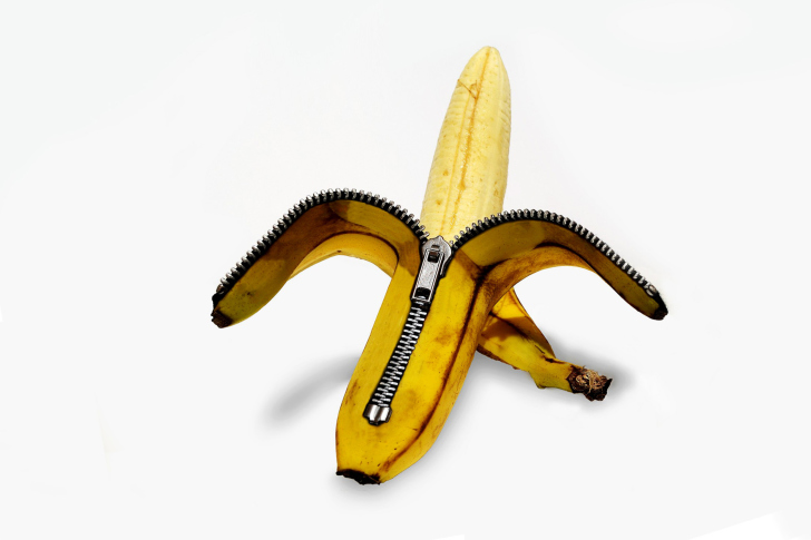 Funny banana as zipper wallpaper