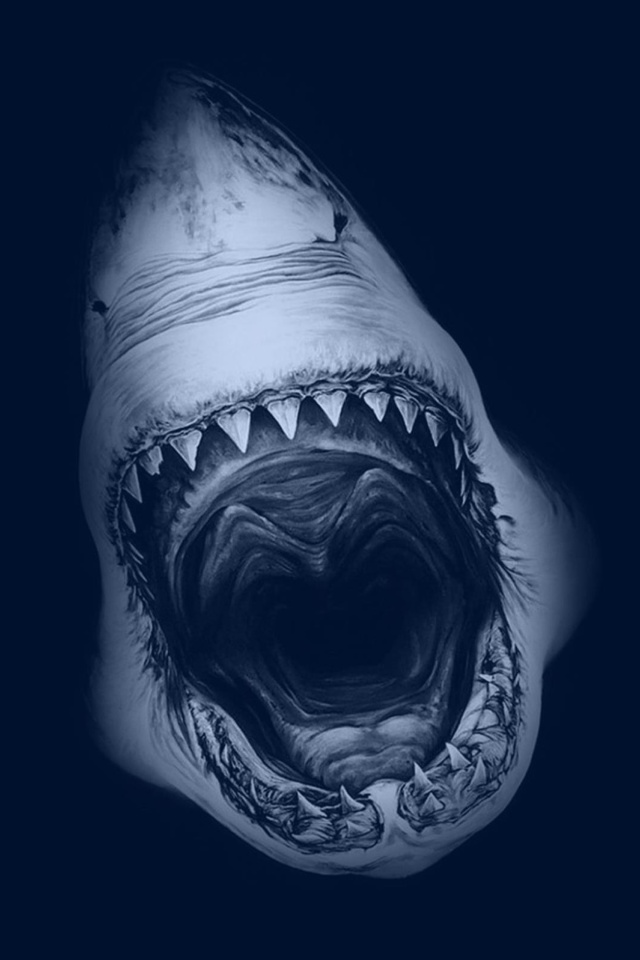 Sfondi Terrifying Mouth of Shark 640x960