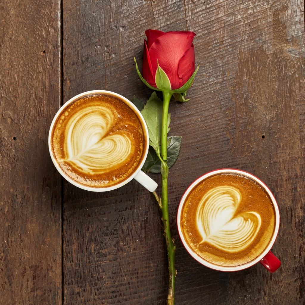 Romantic Coffee and Rose wallpaper 1024x1024