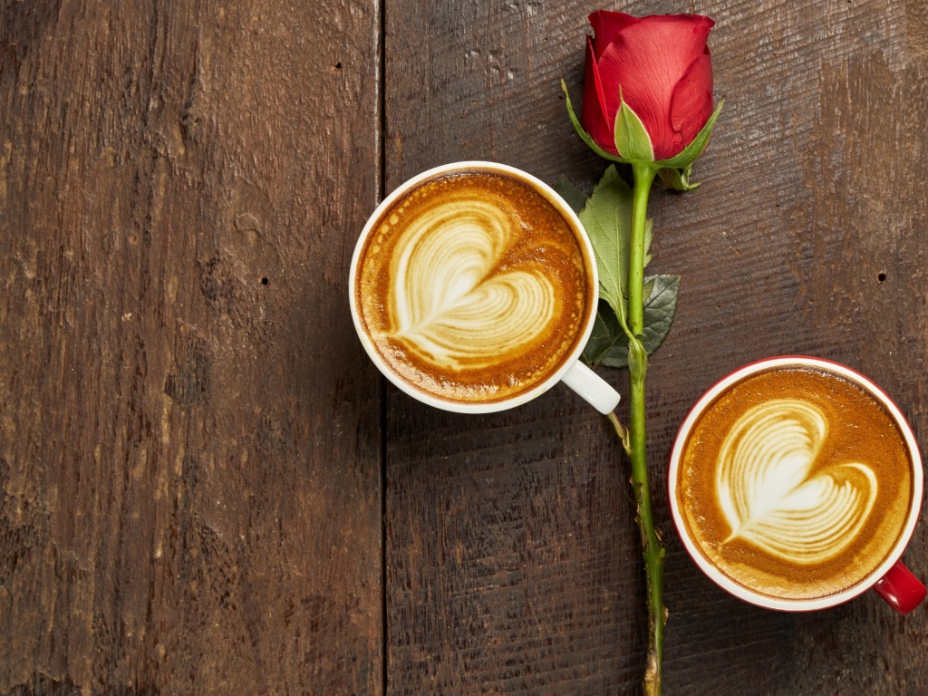 Romantic Coffee and Rose wallpaper 1024x768