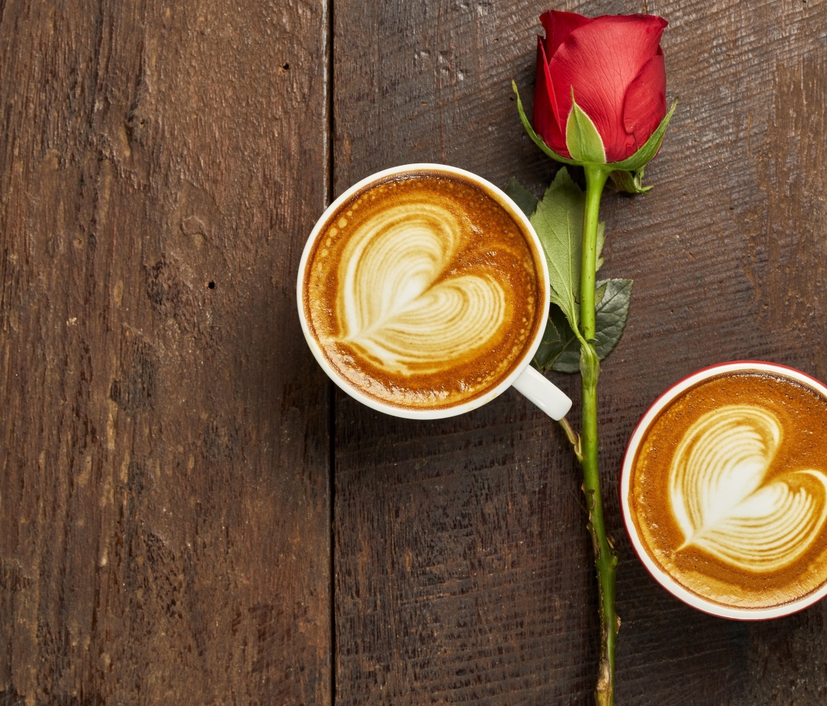 Romantic Coffee and Rose wallpaper 1200x1024