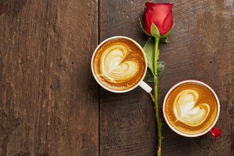 Fondo de pantalla Romantic Coffee and Rose 480x320