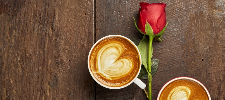 Romantic Coffee and Rose wallpaper 720x320