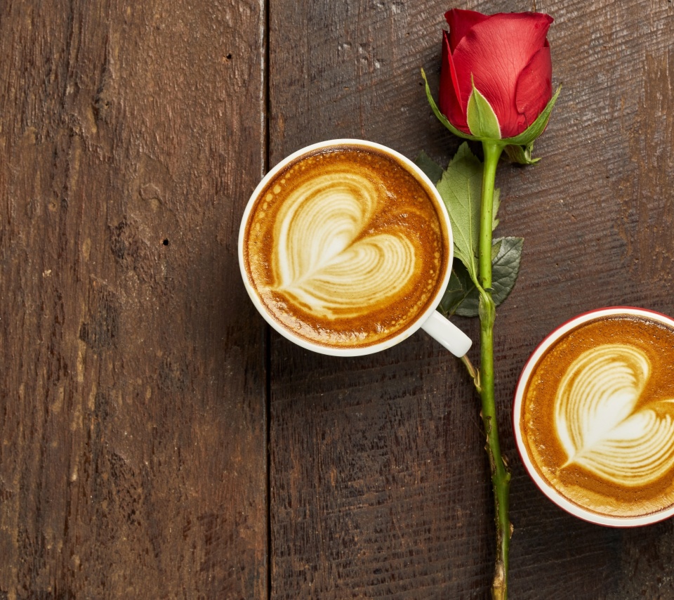 Das Romantic Coffee and Rose Wallpaper 960x854