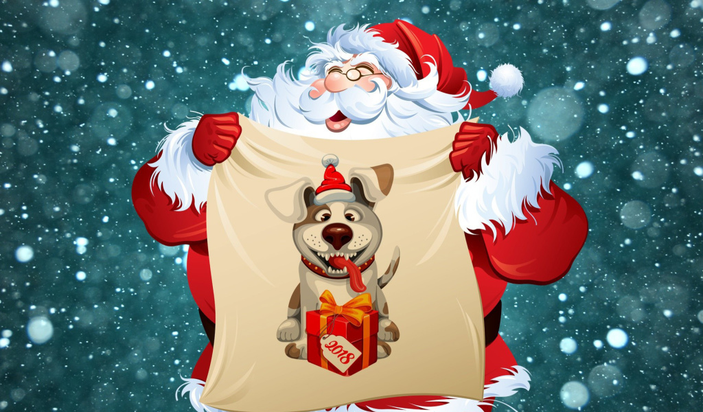 Happy New Year 2018 with Dog and Santa screenshot #1 1024x600