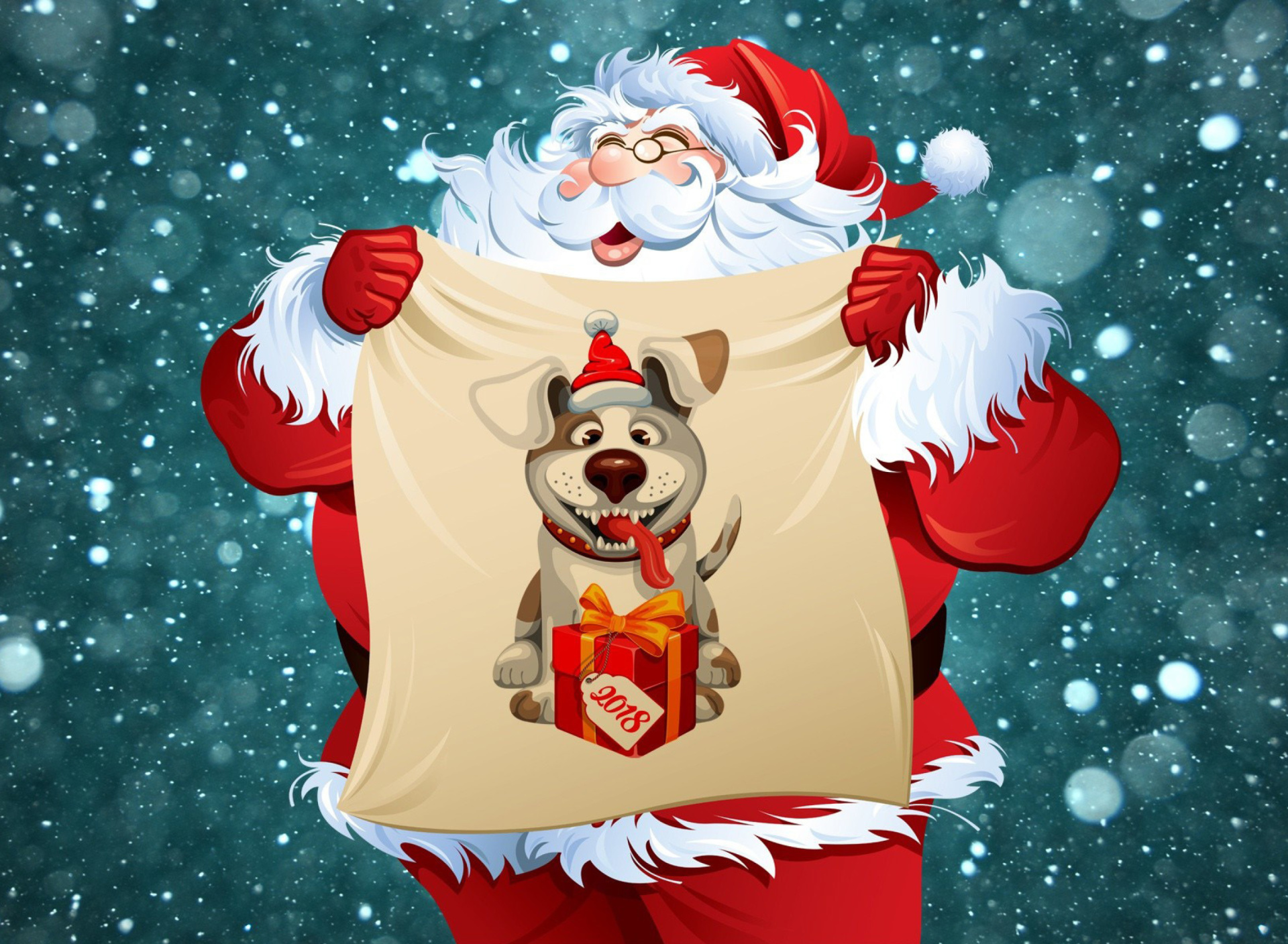 Screenshot №1 pro téma Happy New Year 2018 with Dog and Santa 1920x1408
