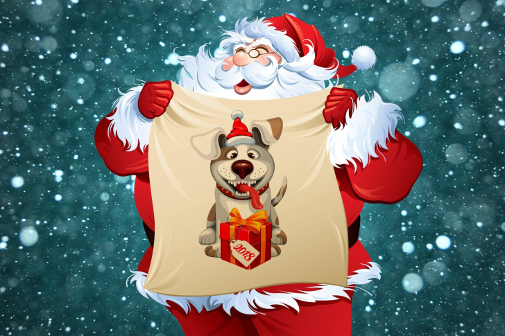 Happy New Year 2018 with Dog and Santa wallpaper