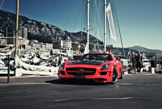 Red Mercedes Benz Sls Amg Background for Android, iPhone and iPad