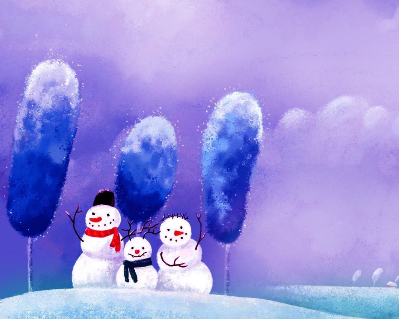 Fondo de pantalla Funny Snowmen 1280x1024