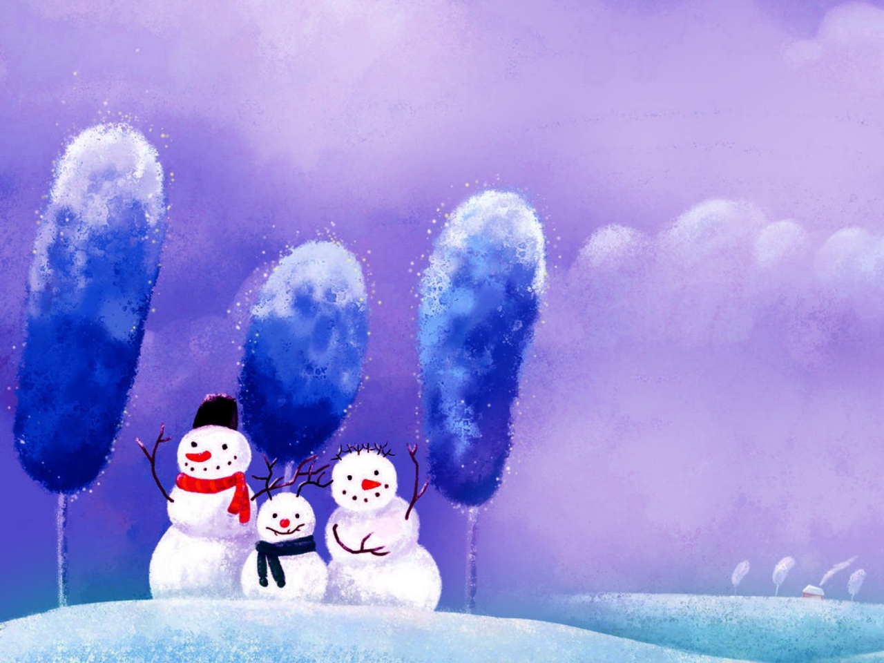 Das Funny Snowmen Wallpaper 1280x960