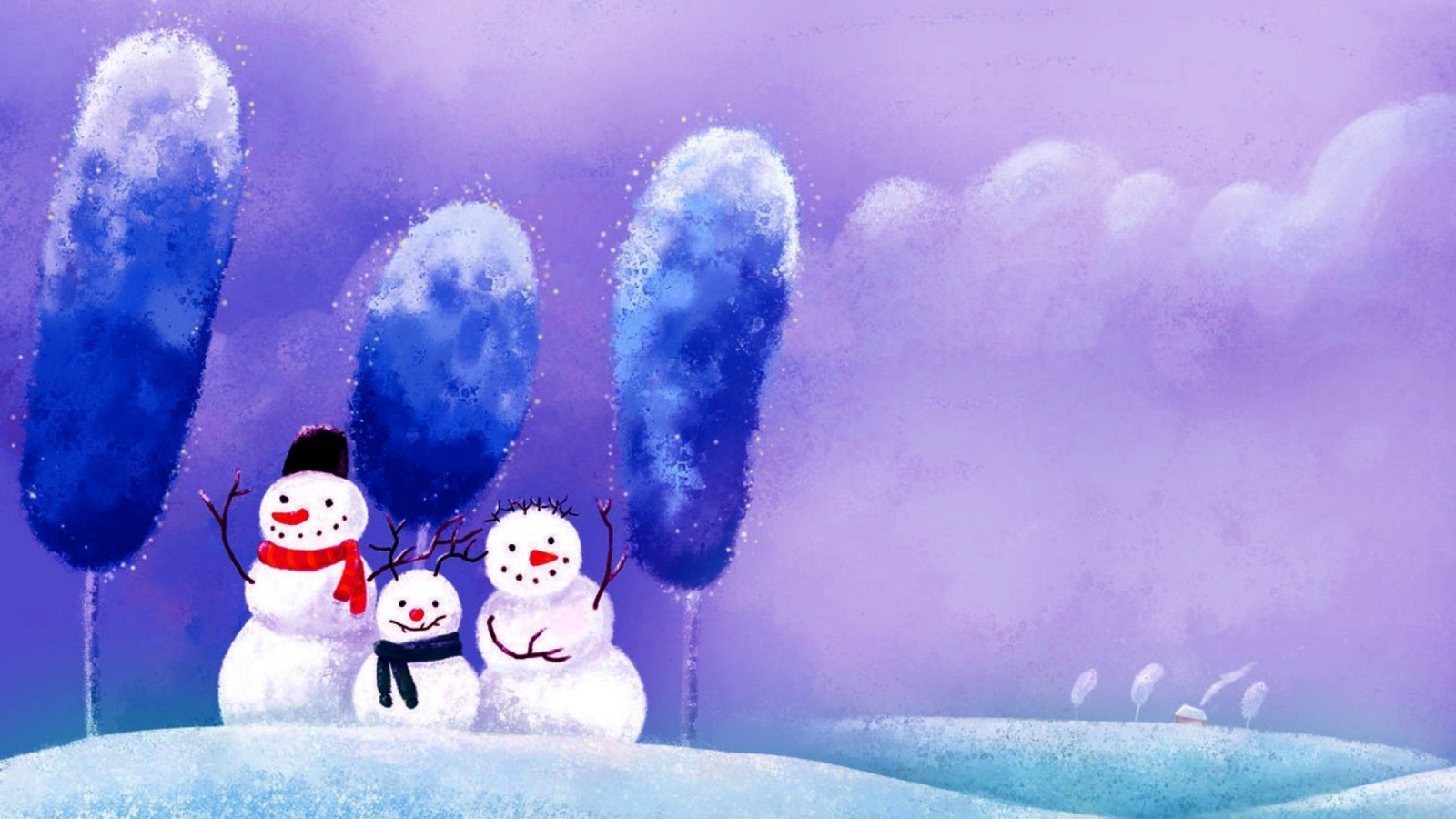 Das Funny Snowmen Wallpaper 1600x900