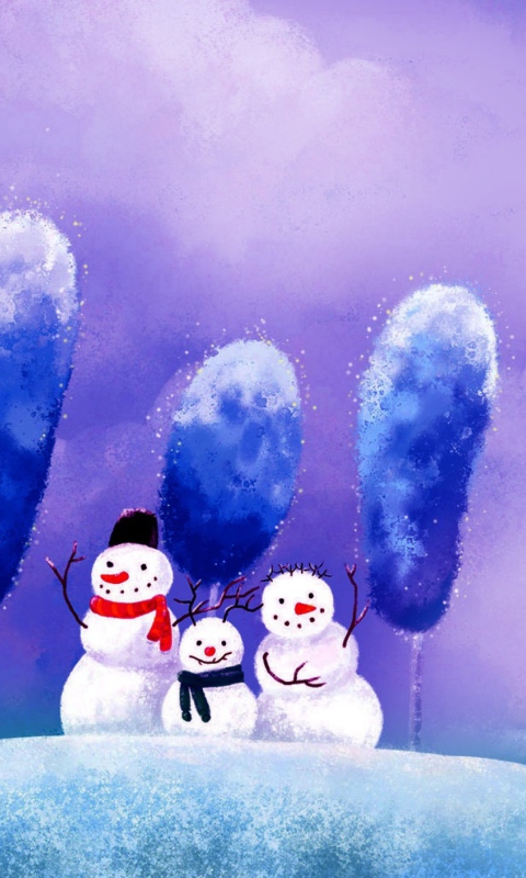 Funny Snowmen wallpaper 480x800