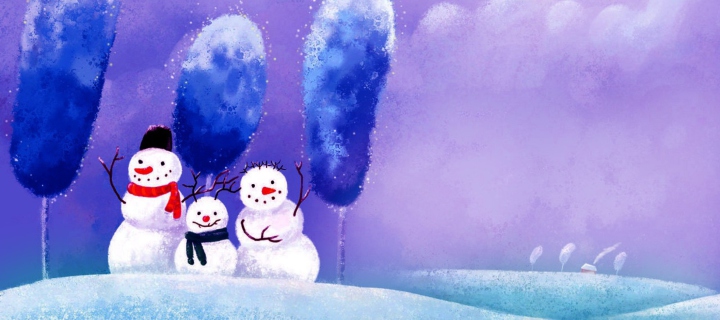 Funny Snowmen wallpaper 720x320