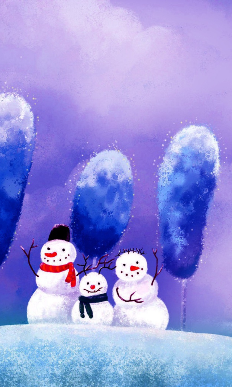 Das Funny Snowmen Wallpaper 768x1280