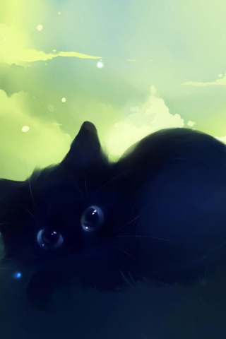 Fondo de pantalla Black Cat 320x480