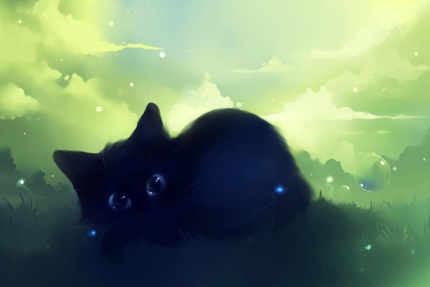 Fondo de pantalla Black Cat 480x320
